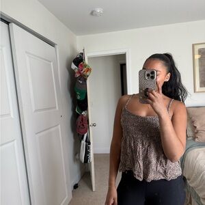 URBAN Romantics Leopard Print Smocked Camisole Top